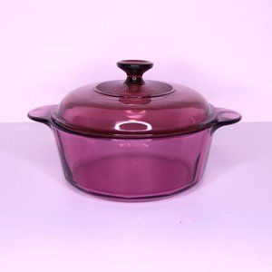 Vintage Corning Pyrex Vision Cranberry 2.5 QT Covered Casserole 1156 w/lid